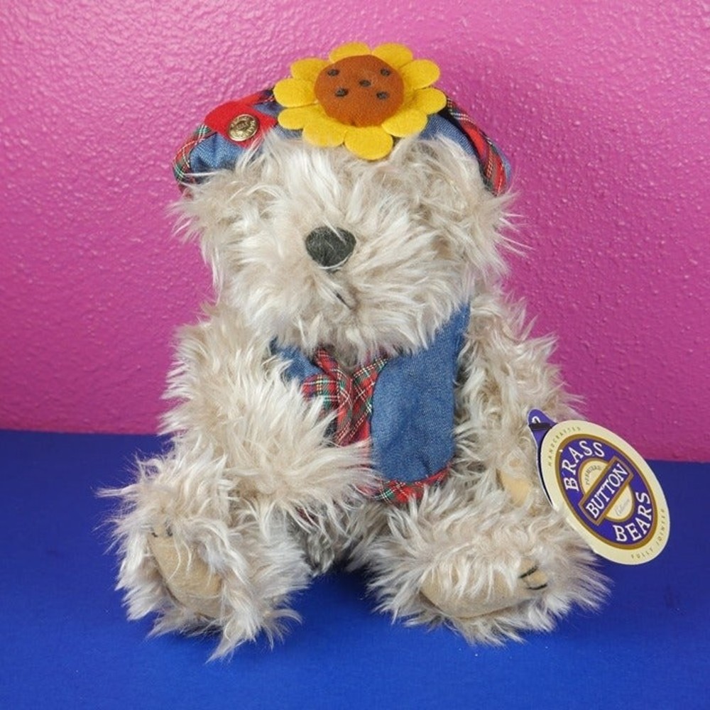 Brass Button Bear Blossom Plush Stuffed Animal The Bear of Wealth Pickfordr